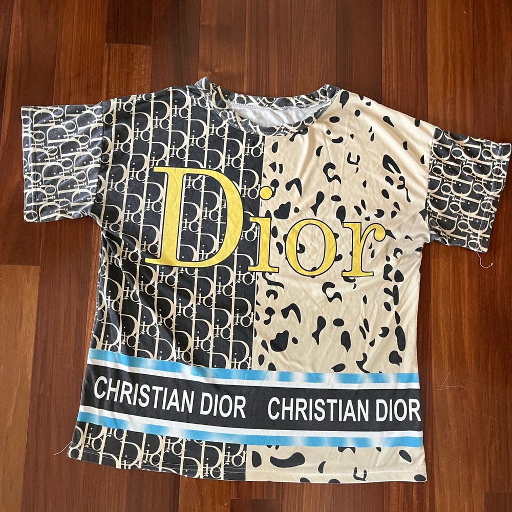 Designer Graphic T-Shirt - Black, Beige, Blue